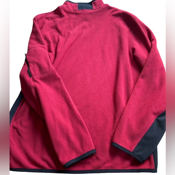 Banana Republic Mens Red Black Arctic Fleece 1/4 Zip Pullover Jacket sz XL Golf - Picture 2 of 3